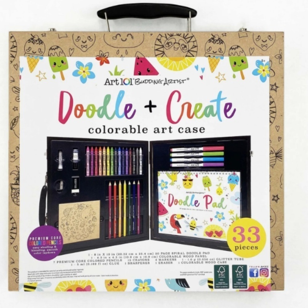 33 Piece Doodle and Create Colorable Premium Art Set with Bonus Case.